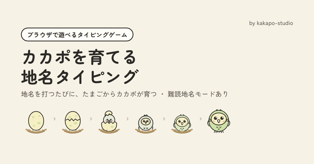 カカポを育てる地名タイピングの紹介画像